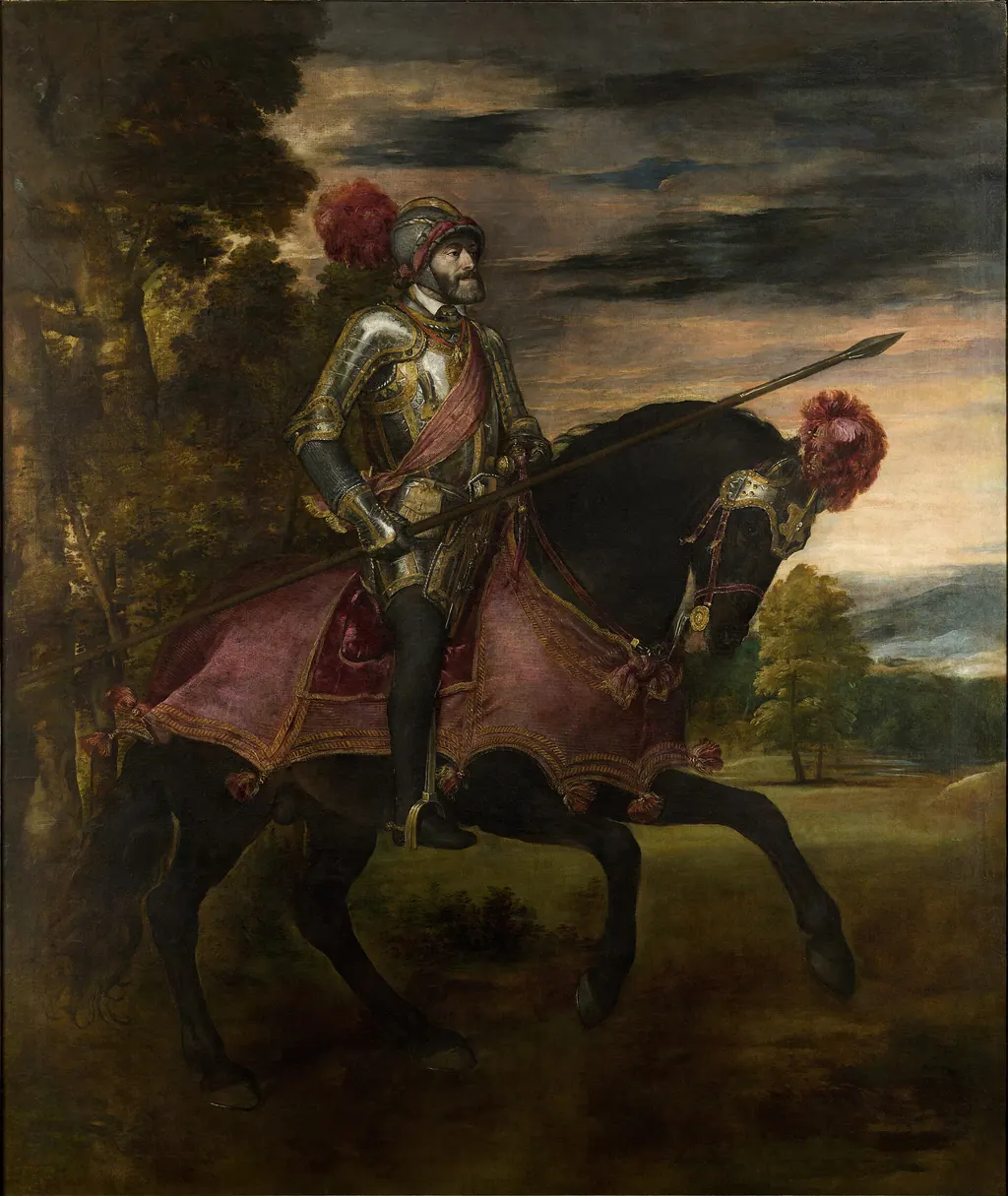 Retrato ecuestre del emperador Carlos V pintado por Tiziano