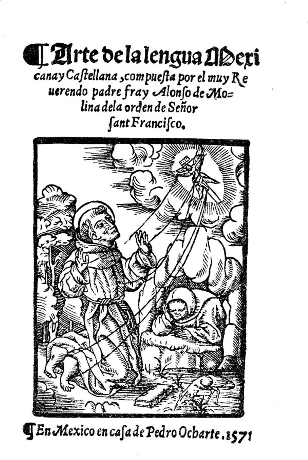 Portada de un Arte de la lengua mexicana impreso en época virreinal
