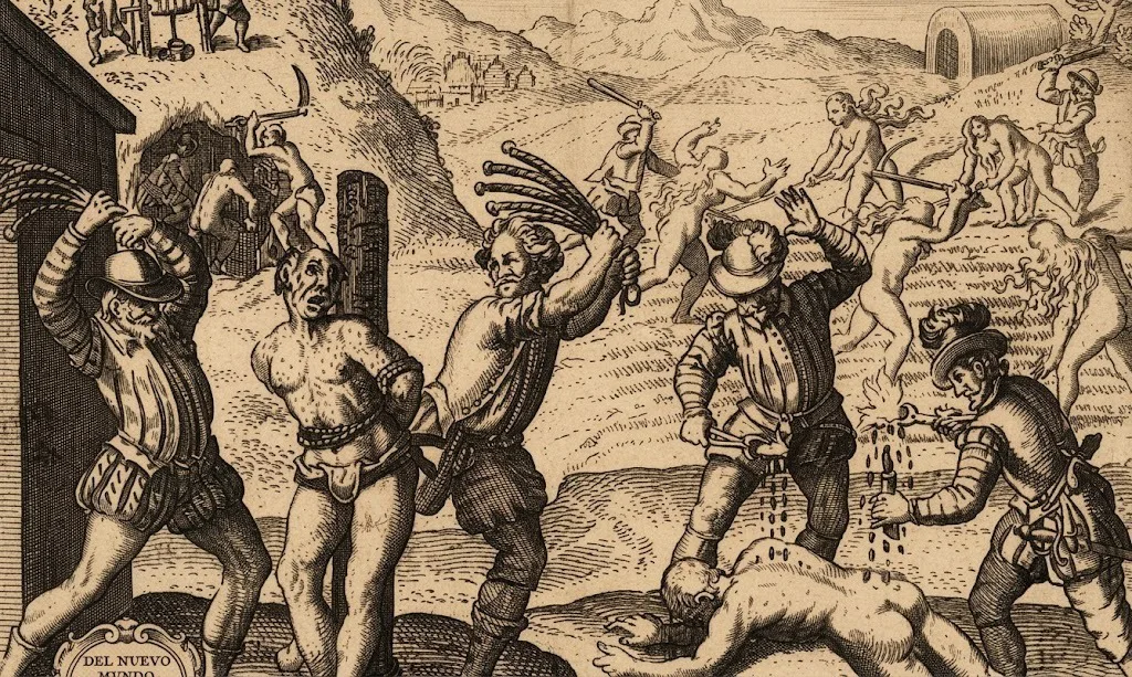 Grabado de Theodor de Bry asociado a la iconografía de la Leyenda Negra
