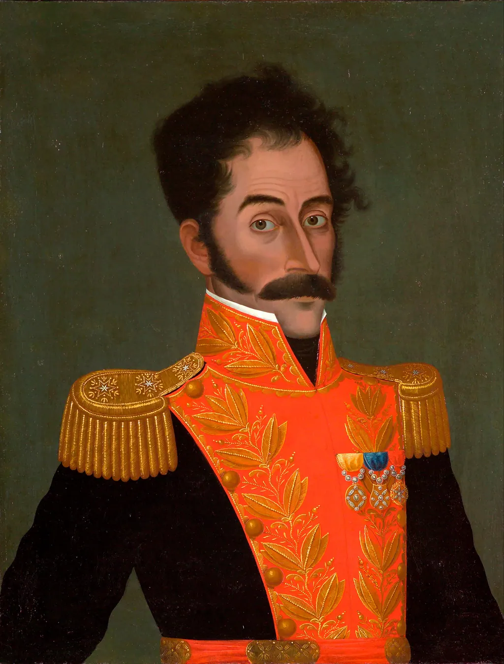 Retrato de Simón Bolívar con uniforme militar pintado por José Gil de Castro