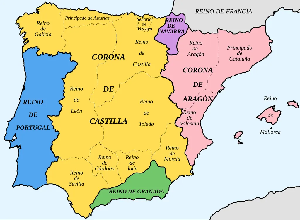 Mapa de los reinos de la Península Ibérica durante el Antiguo Régimen