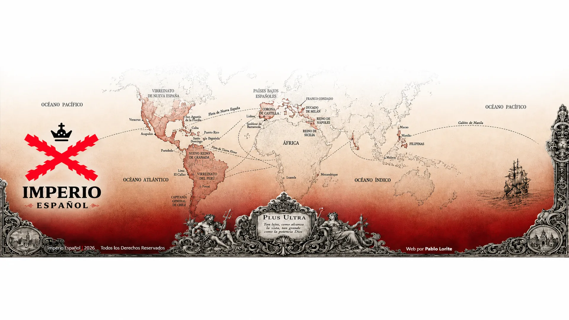 Imperio Espanol. Mapa historico, contacto y redes sociales.