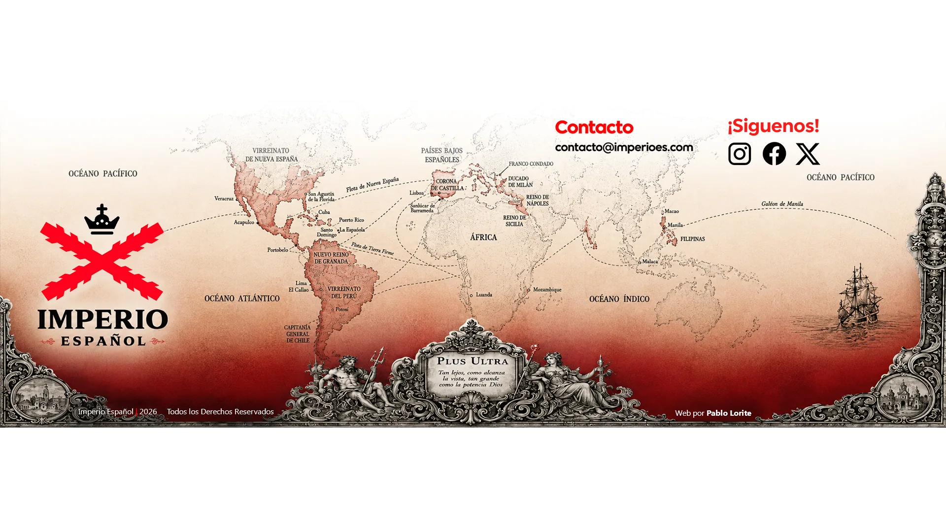 Imperio Espanol. Mapa historico, contacto y redes sociales.